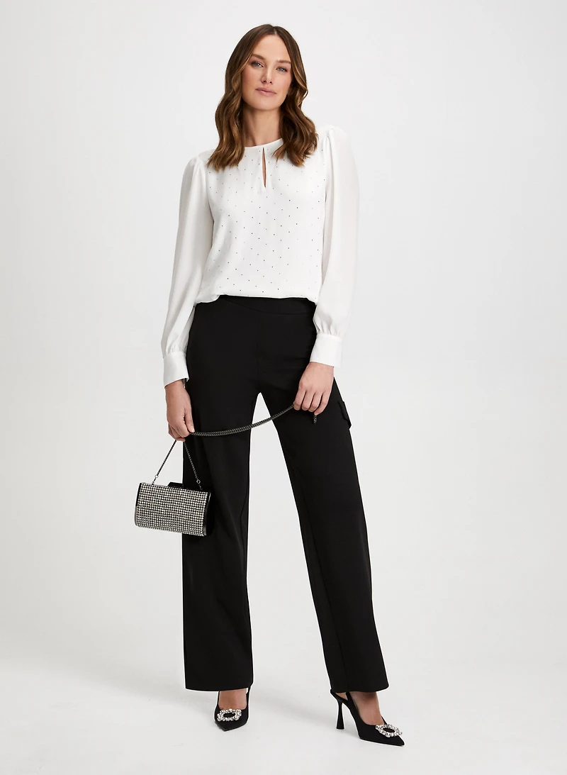 Rhinestone Motif Sweater & Slim Leg Pants