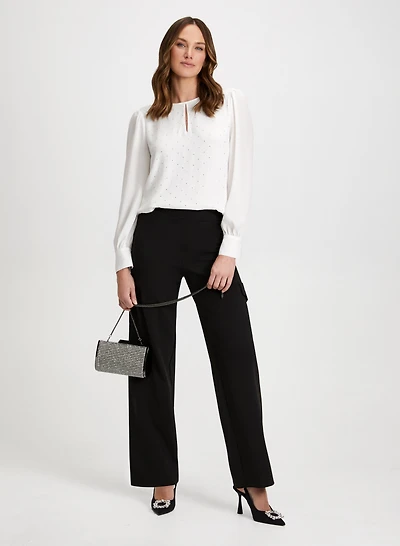 Rhinestone Motif Sweater & Slim Leg Pants