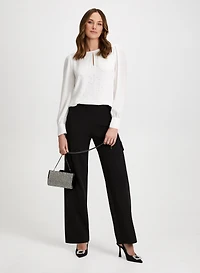 Rhinestone Motif Sweater & Slim Leg Pants