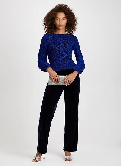 Pantalon en velours et haut métallisé