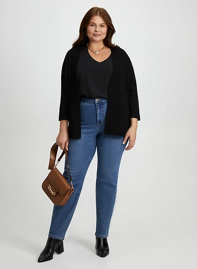 Open Front Cardigan & Slim Leg Jeans