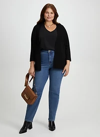 Open Front Cardigan & Slim Leg Jeans