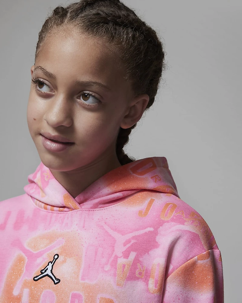 Jordan Girls Essentials AOP Boxy Teen Hoodie - Pink