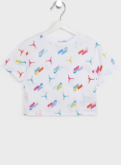 Buy Jordan White Youth Dna Aop T-Shirt for Girls UAE