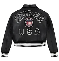 CROPPED AVIREX U.S.A. CLASSIC ICON LEATHER JACKET