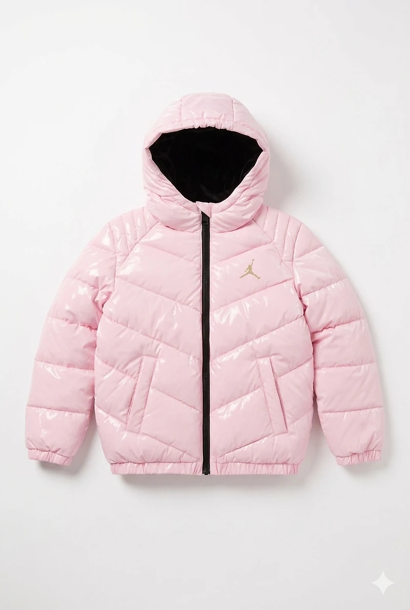 JORDAN SHINY CHEVRON QUILTED PUFFER JACKET
