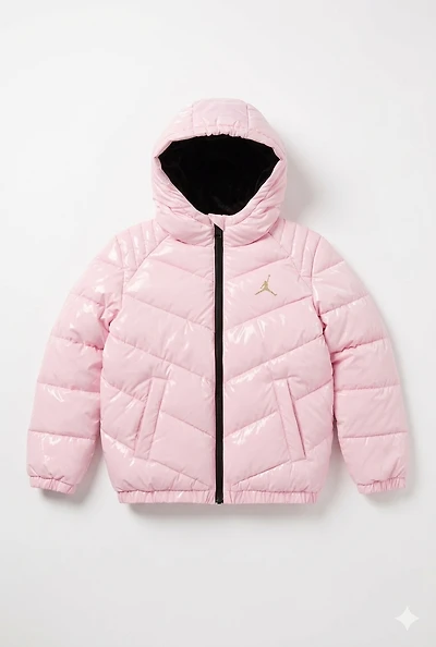JORDAN SHINY CHEVRON QUILTED PUFFER JACKET