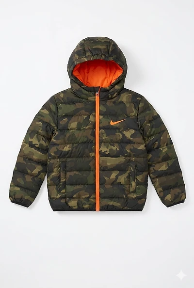 NIKE CAMO HOODED PUFFER JACKET TODDLER