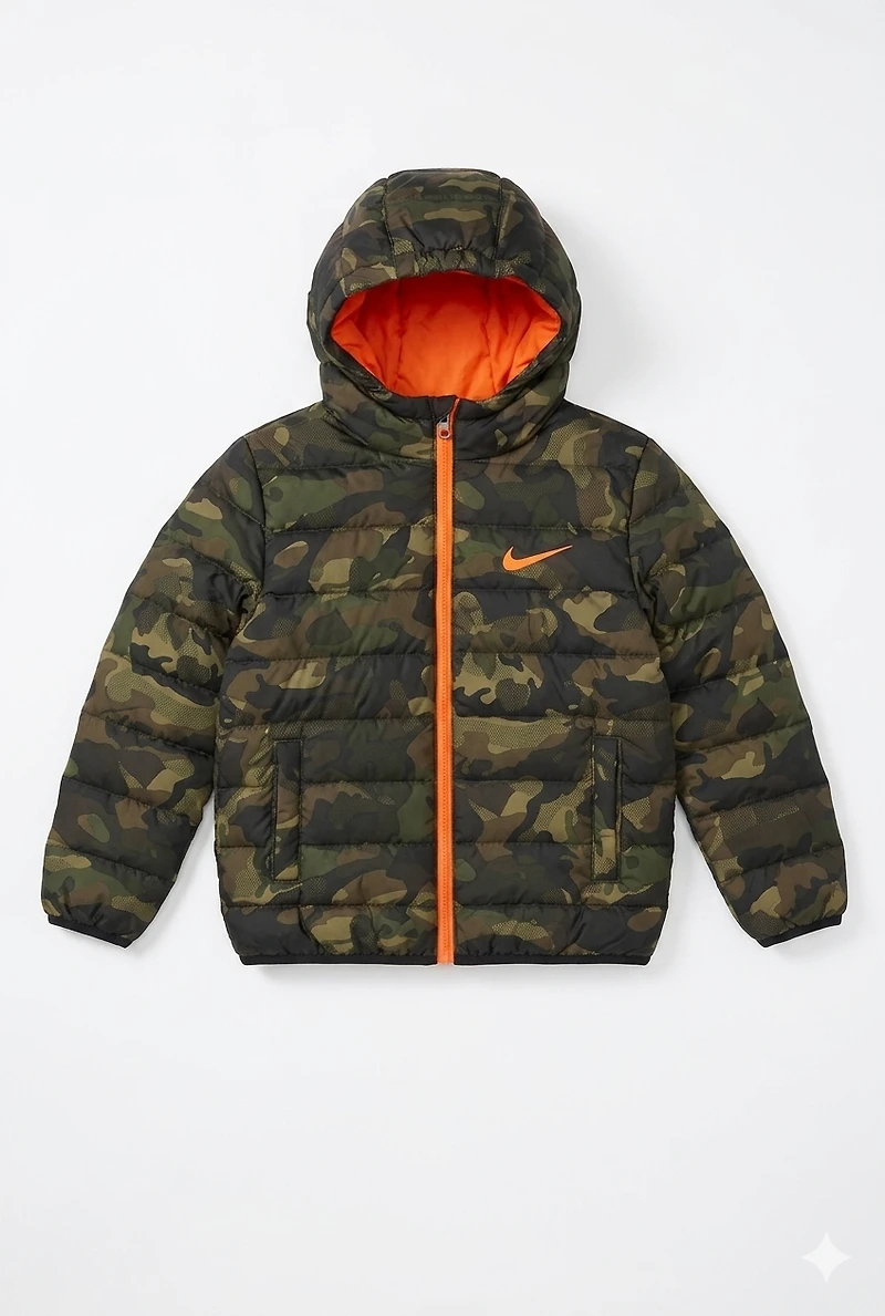 NIKE CAMO HOODED PUFFER JACKET TODDLER
