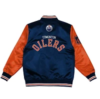 Edmonton Oilers Kids Mitchell & Ness Blue Orange Prime Time Satin Jacket