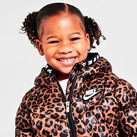 Nike Little Kids' Printed Hooded Puffer Jacket in Brown