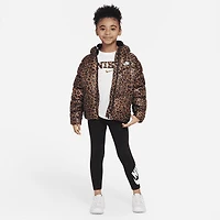 Nike Little Kids' Printed Hooded Puffer Jacket in Brown