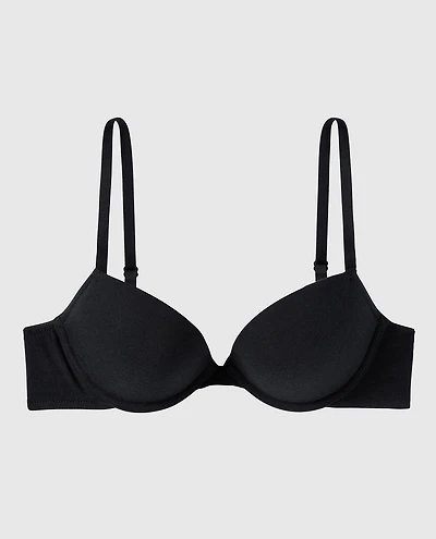 Smooth Cotton Push Up Plunge Bra Black