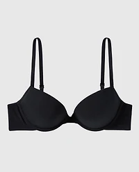 Smooth Cotton Push Up Plunge Bra Black