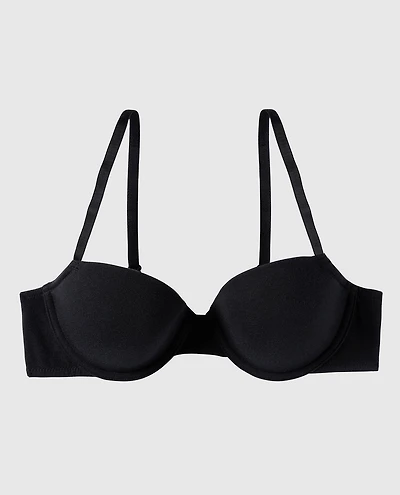 Smooth Cotton Lightly Lined Demi Bra Black