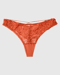Diva High Leg Lace Thong Panty in Terra Cotta