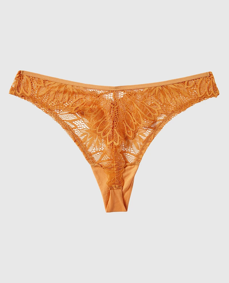 Diva High Leg Lace Thong Panty in Golden Hour
