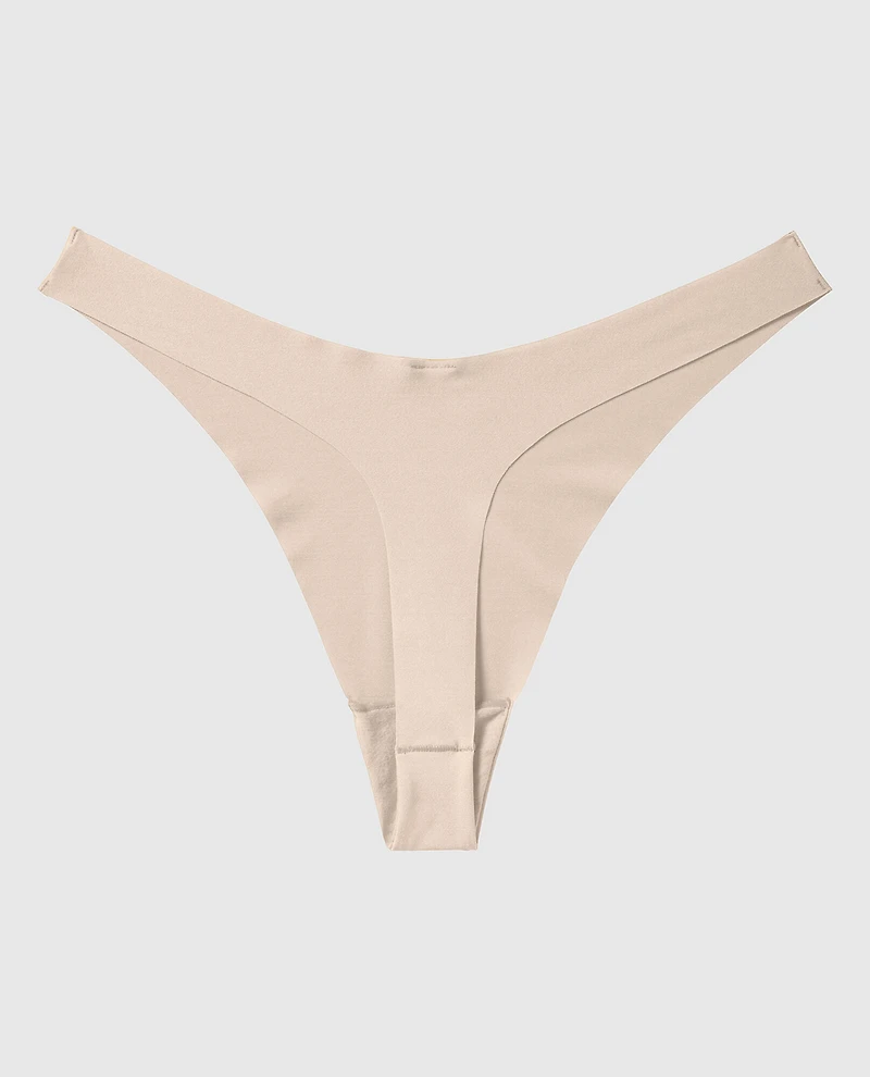 La Senza | No Show Invisible High Leg Thong Panty | Microfiber | Rosetan | L