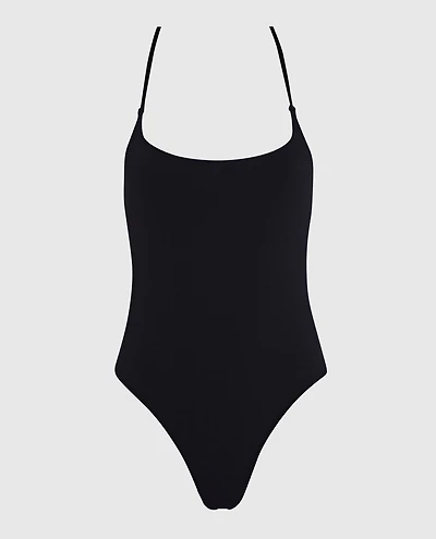 La Senza | Smooth Unlined Microfiber Bodysuit | Microfiber | Smoulder Black | S/M