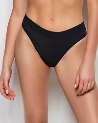 Smooth Comfort High Leg Thong Panty Tuxedo Black