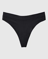Smooth Comfort High Leg Thong Panty Tuxedo Black