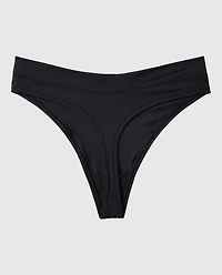 Smooth Comfort High Leg Thong Panty Tuxedo Black