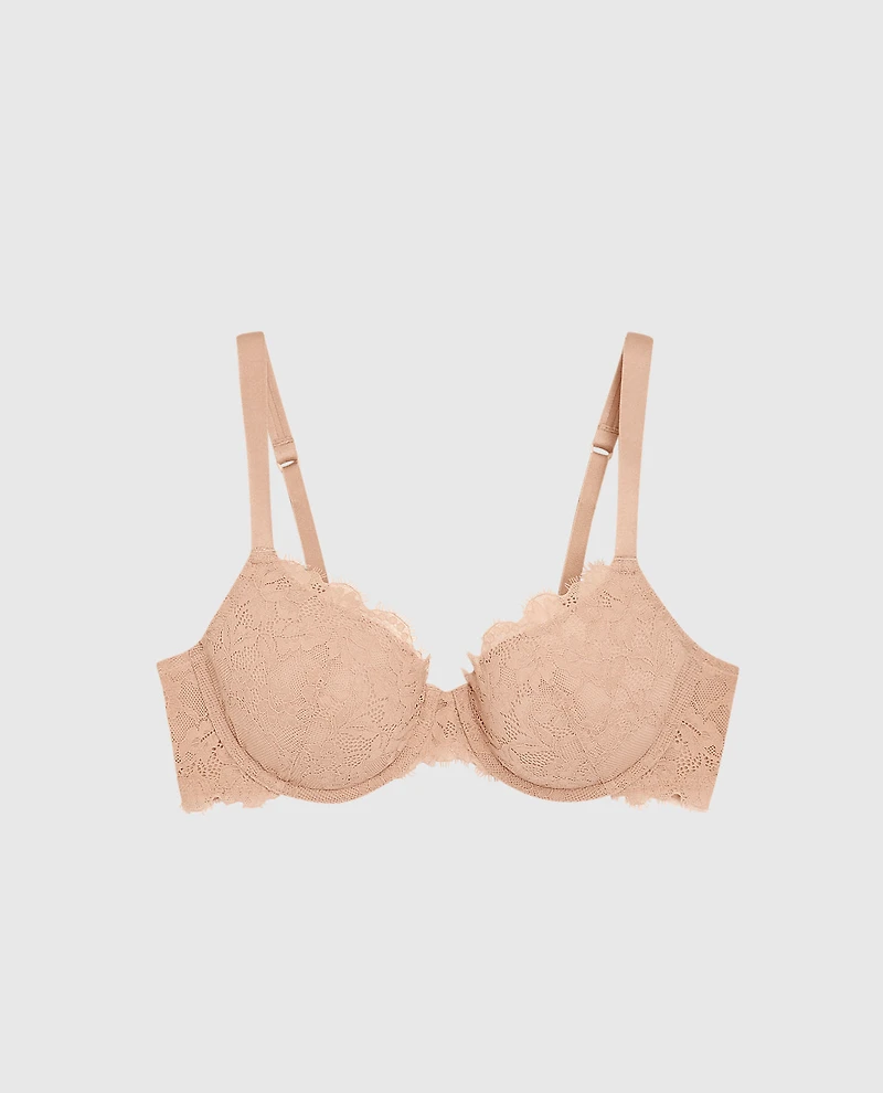 Lightly Lined Full Coverage Bra with Allover Lace Rosetan
