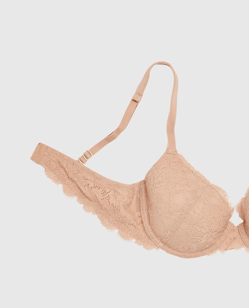 Lightly Lined Full Coverage Bra with Allover Lace Rosetan