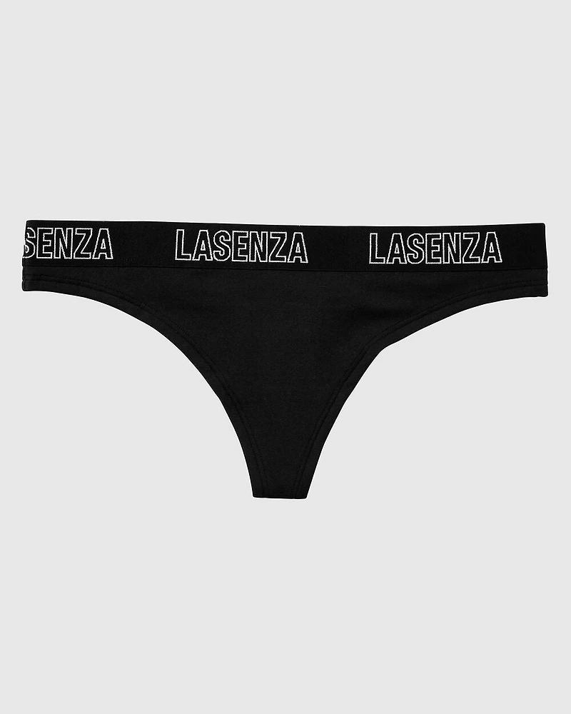 Thong Panty With Logo Smoulder Black