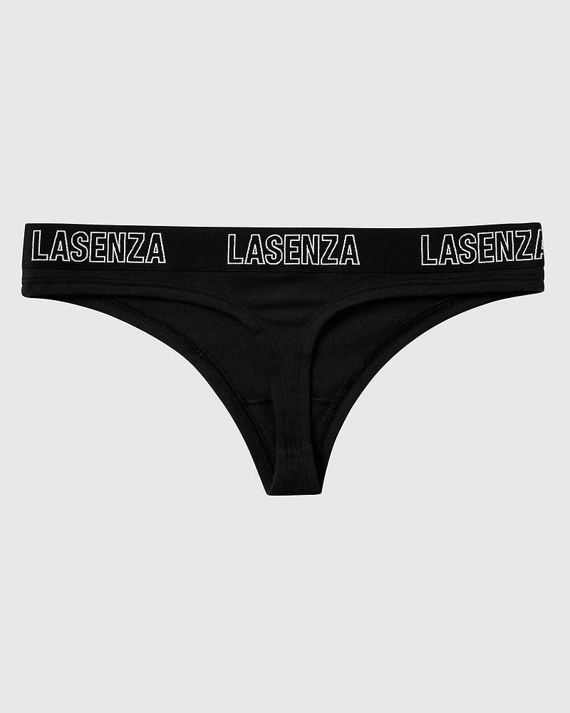 Thong Panty With Logo Smoulder Black