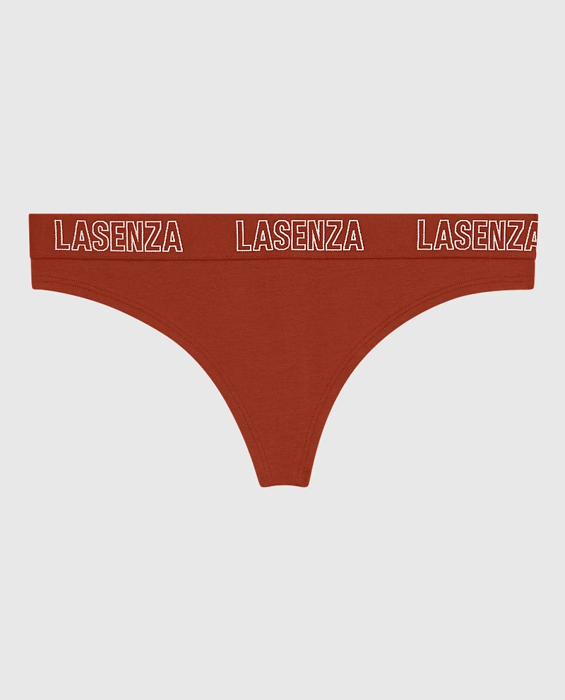 Smooth Thong Panty with Logo Band