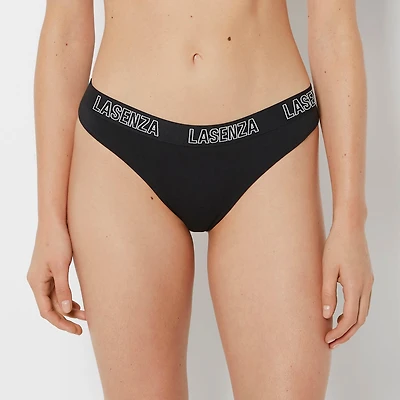 Thong Panty With Logo Tuxedo Black