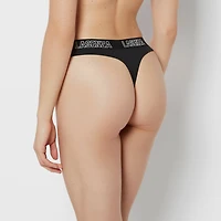 Thong Panty With Logo Tuxedo Black