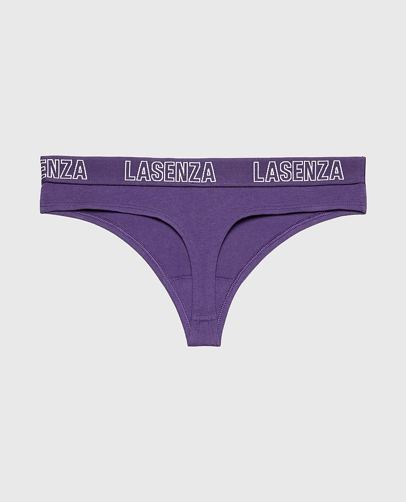 Thong Panty With Logo Mulberry Purple