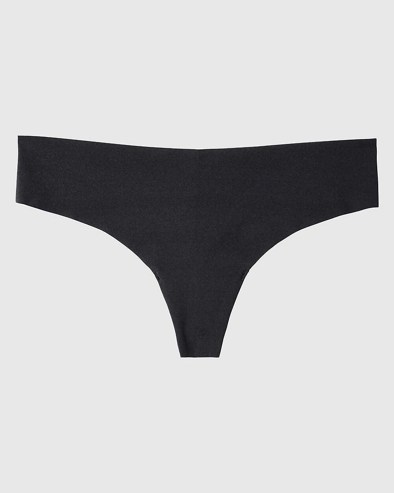 No Show Invisible Thong Panty Tuxedo Black