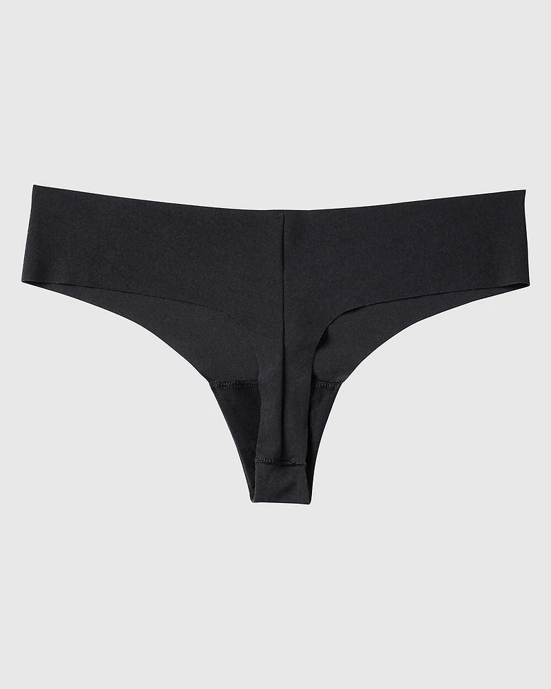 No Show Invisible Thong Panty Tuxedo Black