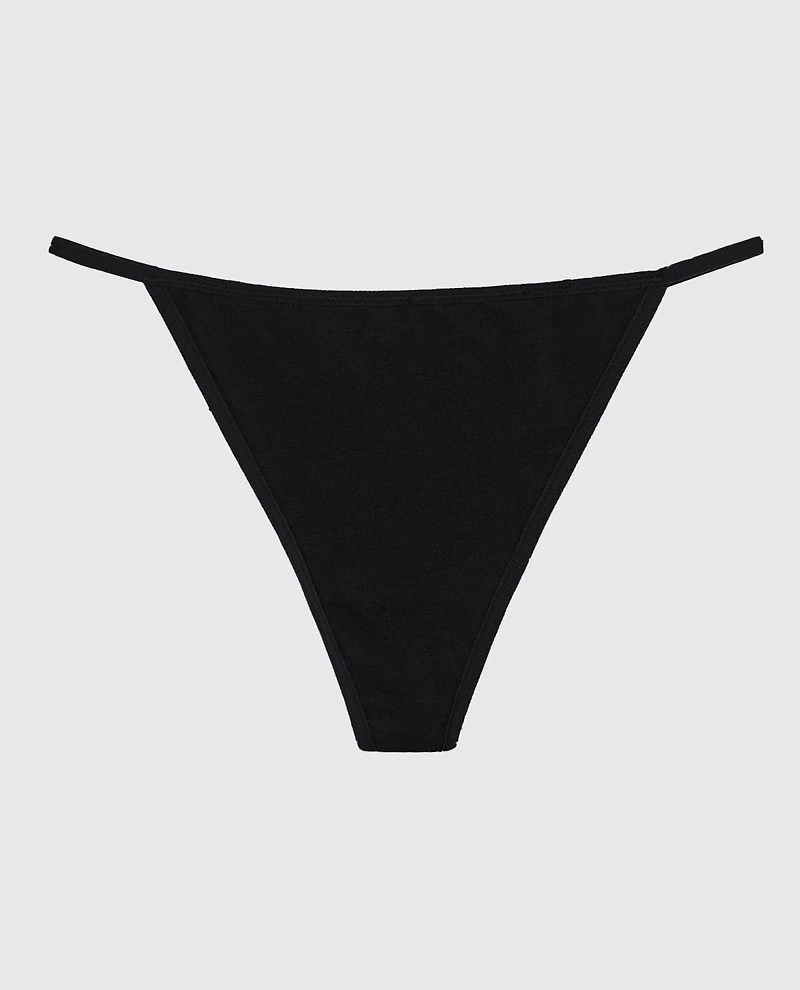 Smooth Cotton G-String Panty Tuxedo Black