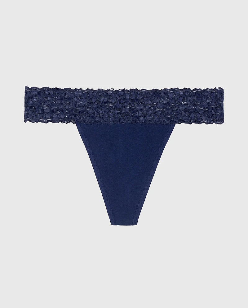 Thong Panty With Lace Trim Russian Ruby