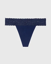 Thong Panty With Lace Trim Russian Ruby