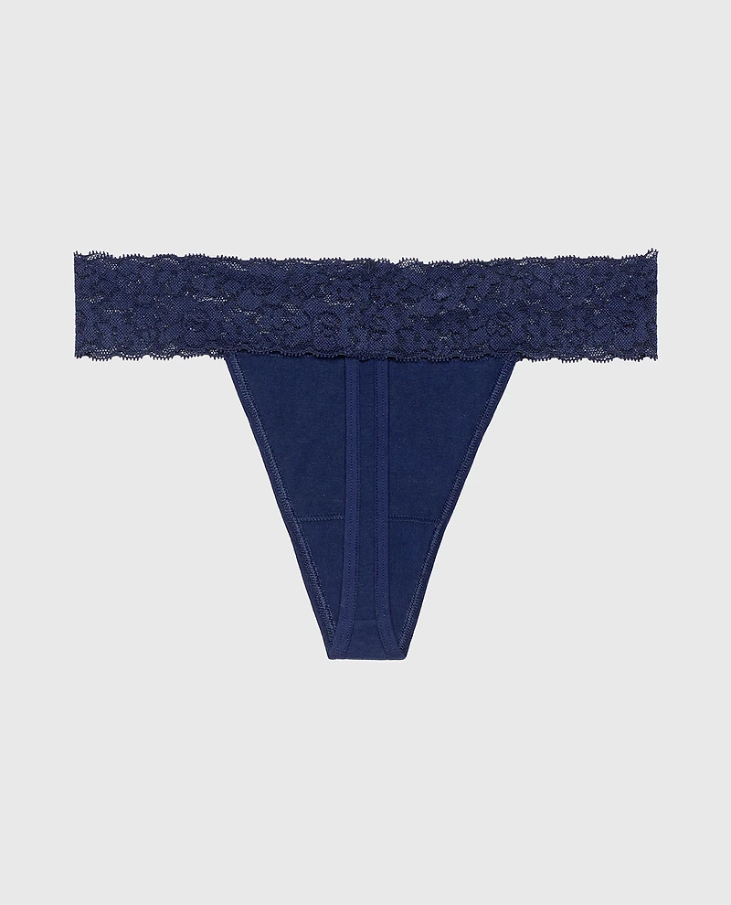 Thong Panty With Lace Trim Russian Ruby