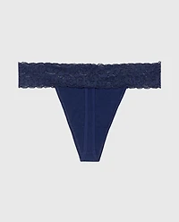 Thong Panty With Lace Trim Russian Ruby