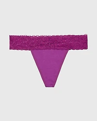 Thong Panty With Lace Trim Sparkling Grape