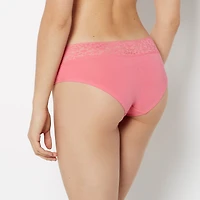 Hipster Cotton Panty With Lace Trim Hot Pink