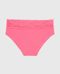 Hipster Cotton Panty With Lace Trim Hot Pink