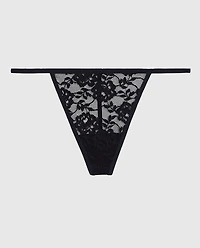 Lace G-String Panty Tuxedo Black