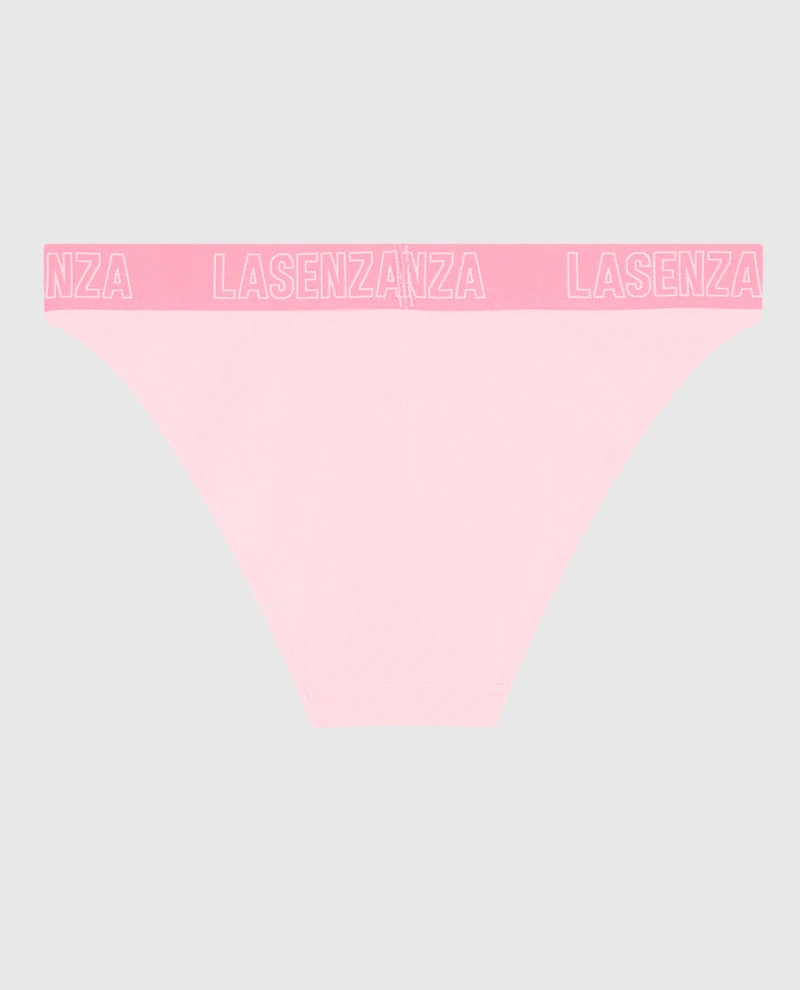 Culotte Cheeky à jambe échancrée avec logo rose
