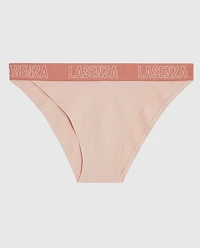 Culotte Cheeky à jambe échancrée avec logo douce pêche