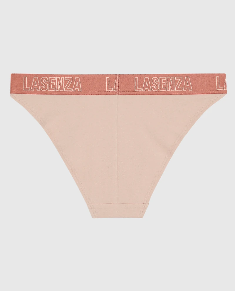 Culotte Cheeky à jambe échancrée avec logo douce pêche