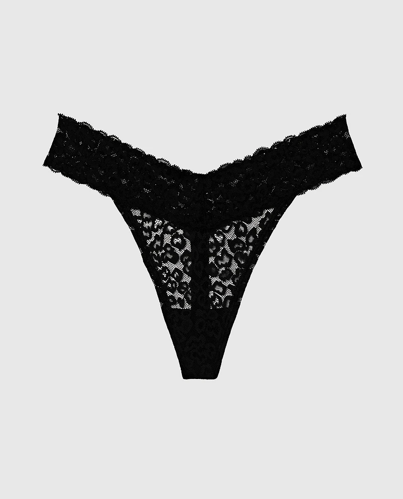 La Senza | Lace Thong Panty in Smoulder Black | Smoulder Black | M