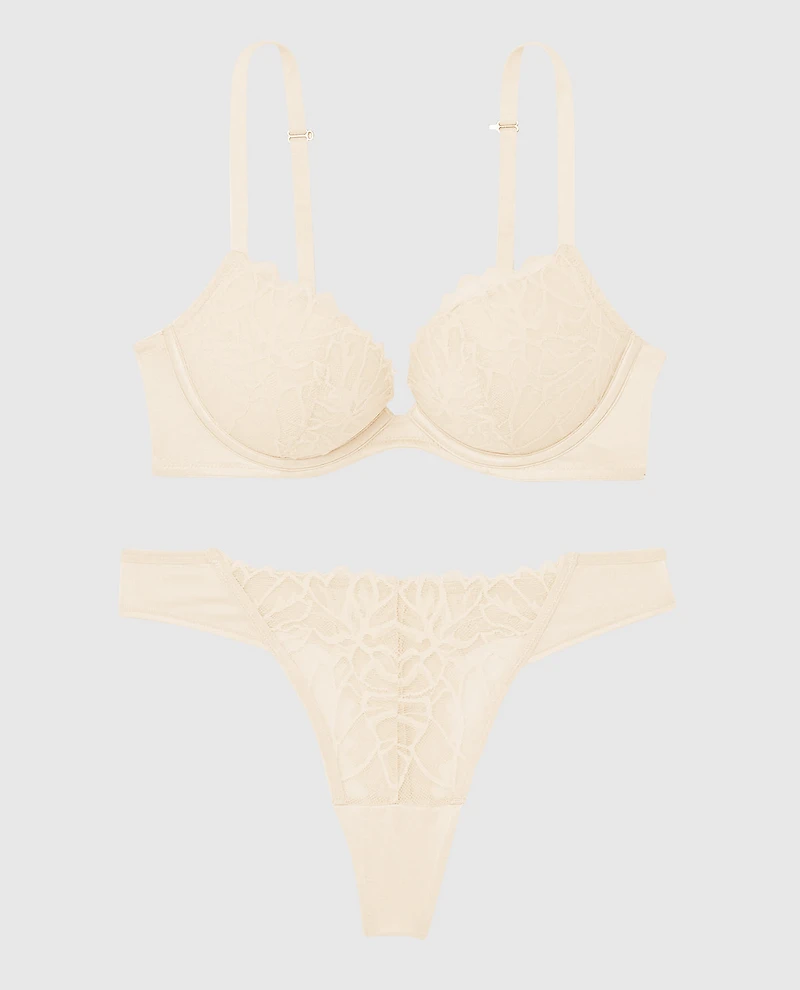 Push Up Bra with Lace Overlay